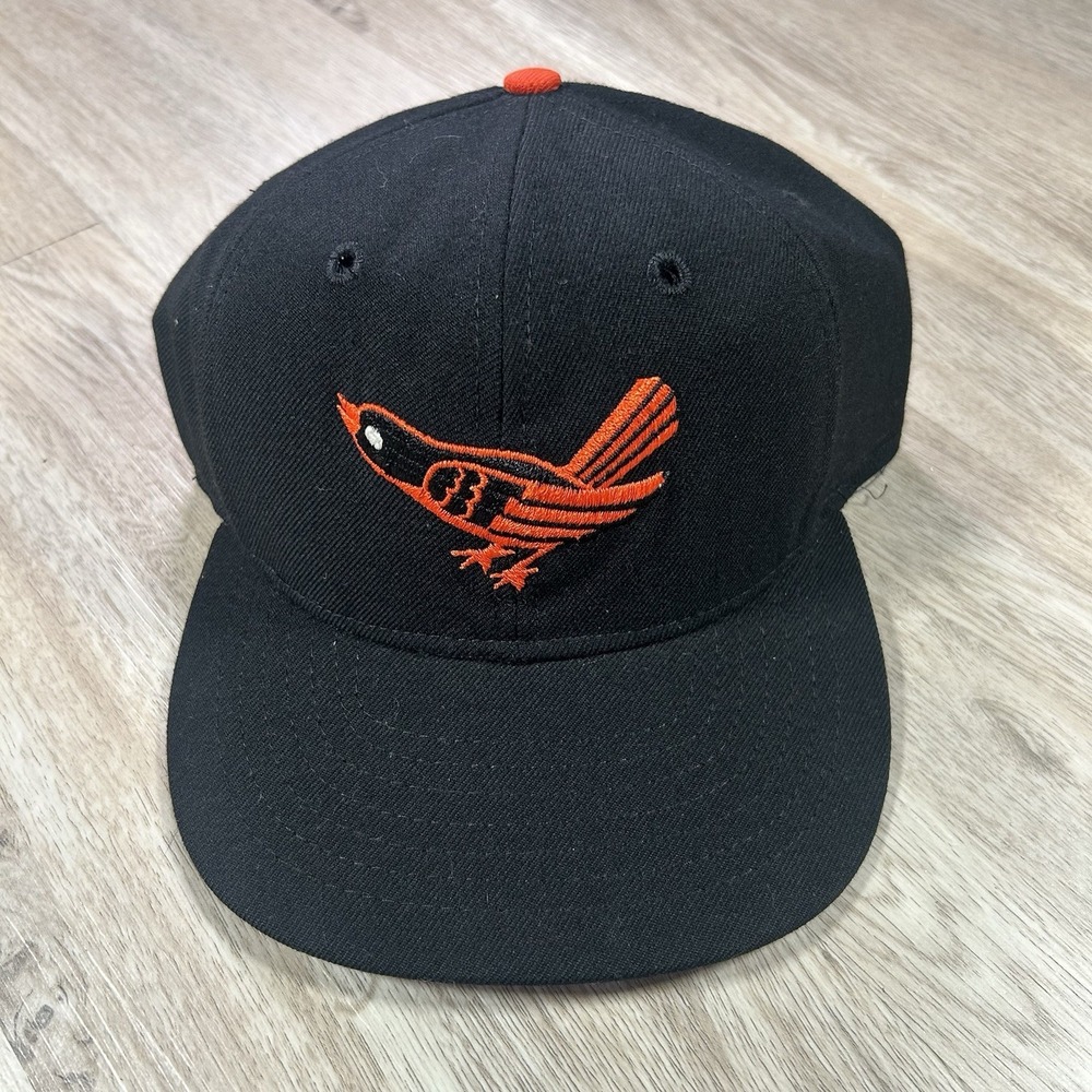 VTG Roman Pro Baltimore Orioles Fitted Hat 7 1/4 MLB‎ Baseball Black Wool Cap